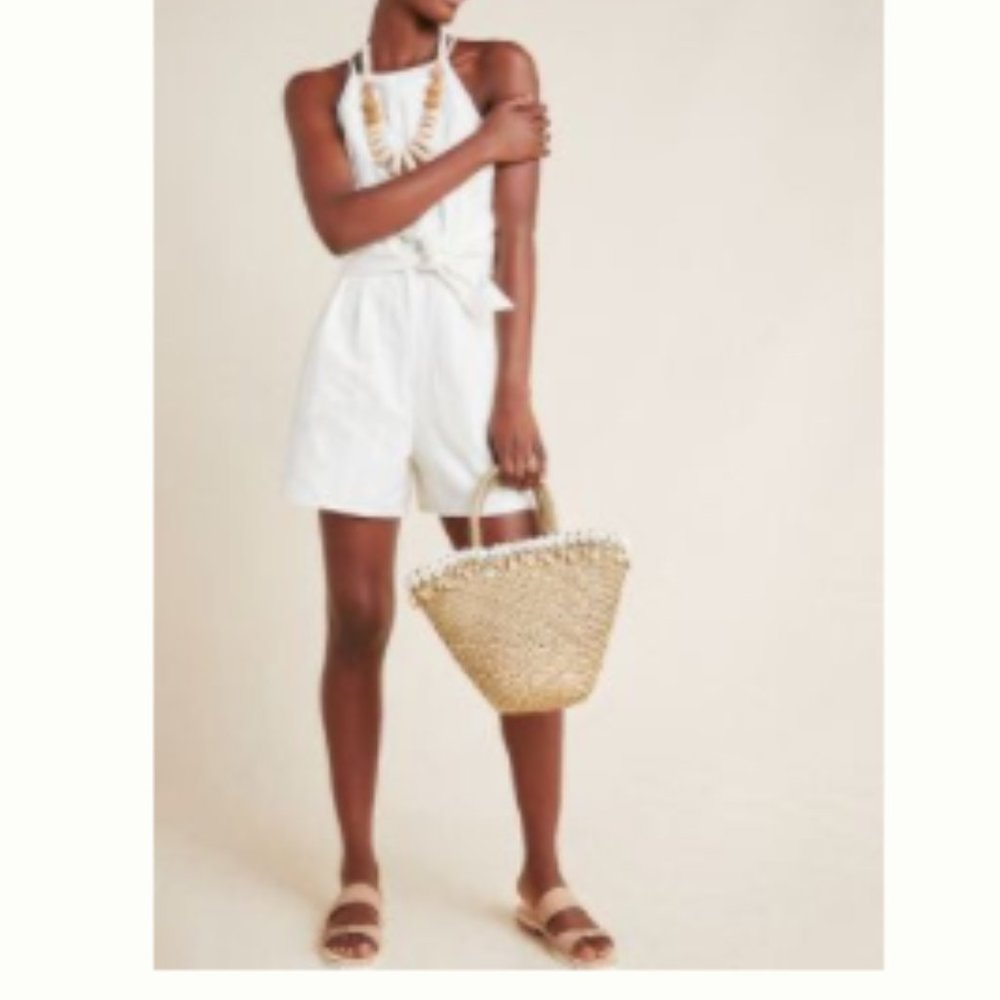 Anthropologie Textured Cream Romper